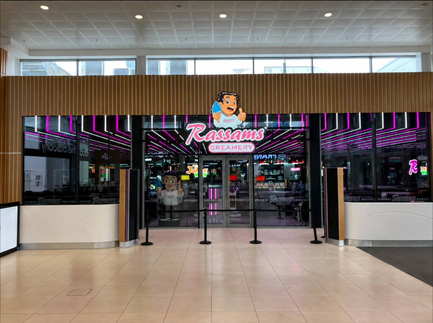 Completed Rassam's Creamery shopfront at White Rose Shopping Centre